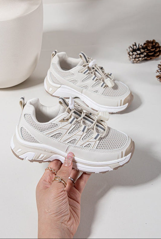 Baskets enfant beiges respirantes – Chaussures de sport légères et confortables - MiniWalks