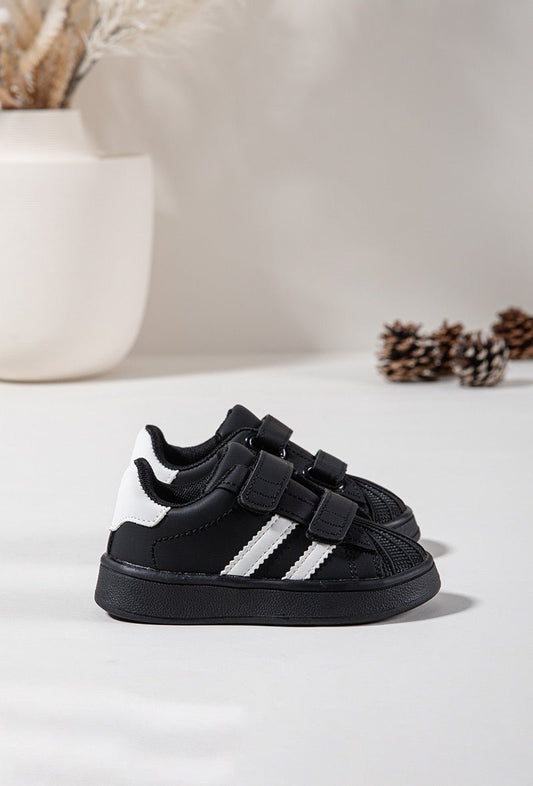 Baskets enfant noires à scratch – Chaussures confortables et faciles à enfiler - MiniWalks