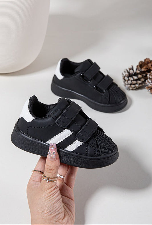 Baskets enfant noires à scratch – Chaussures confortables et faciles à enfiler - MiniWalks