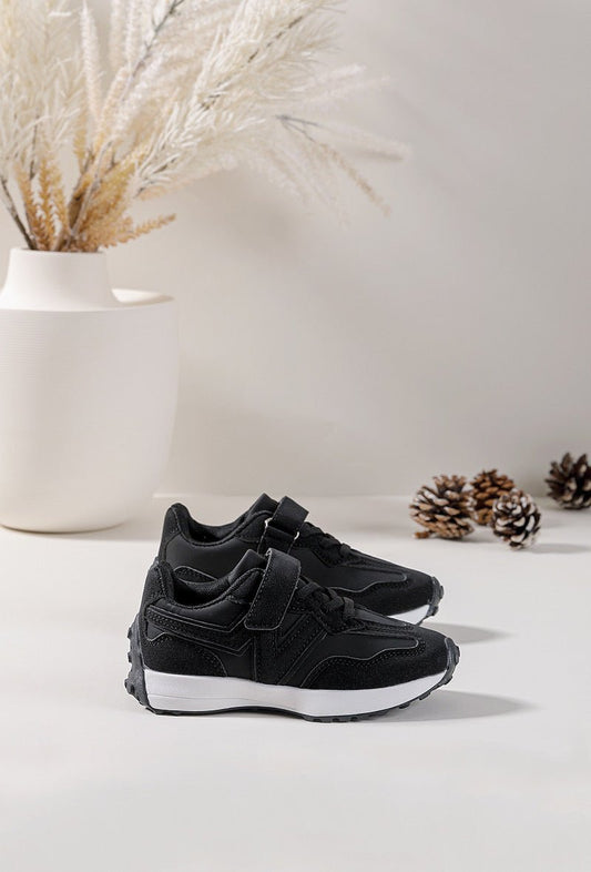 Baskets enfant noires – Chaussures de sport légères et confortables à scratch - MiniWalks