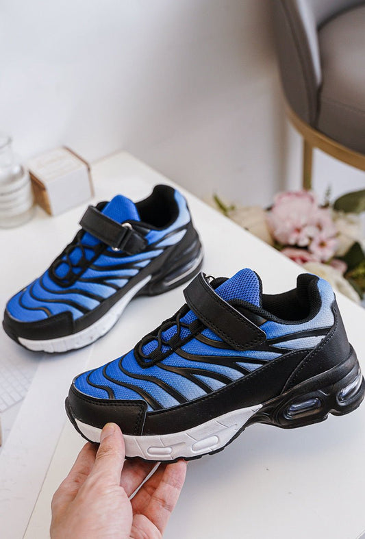 Baskets garçon bleues et noires à scratch – Chaussures enfant sport confortables et légères - MiniWalks