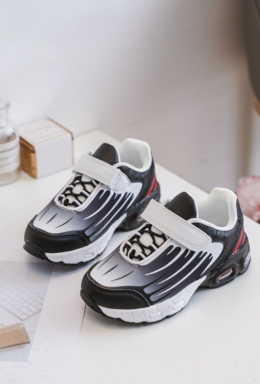 Baskets garçon noires et blanches à scratch – Chaussures enfant sport légères et confortables - MiniWalks