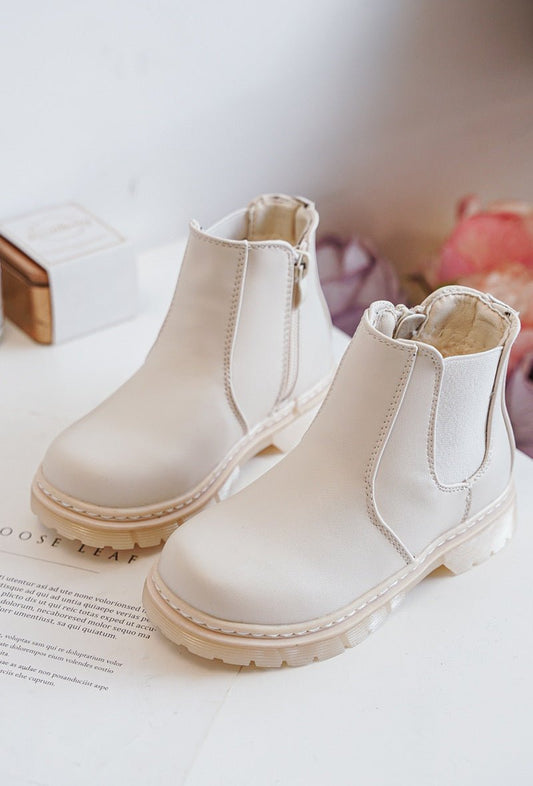 Boots enfant blanches type Chelsea – Modernes, confortables et faciles à enfiler - MiniWalks