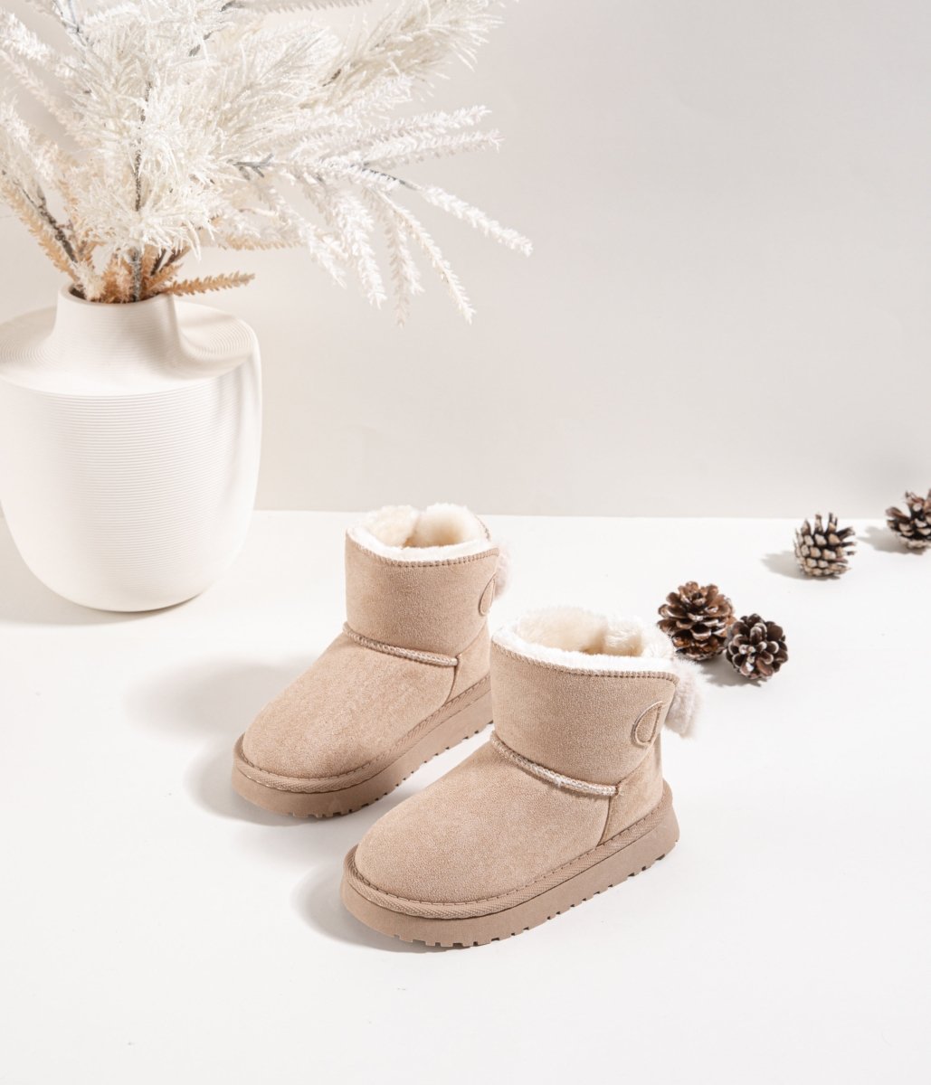 Boots enfant fourrées beige – Douces, chaudes et faciles à enfiler - MiniWalks
