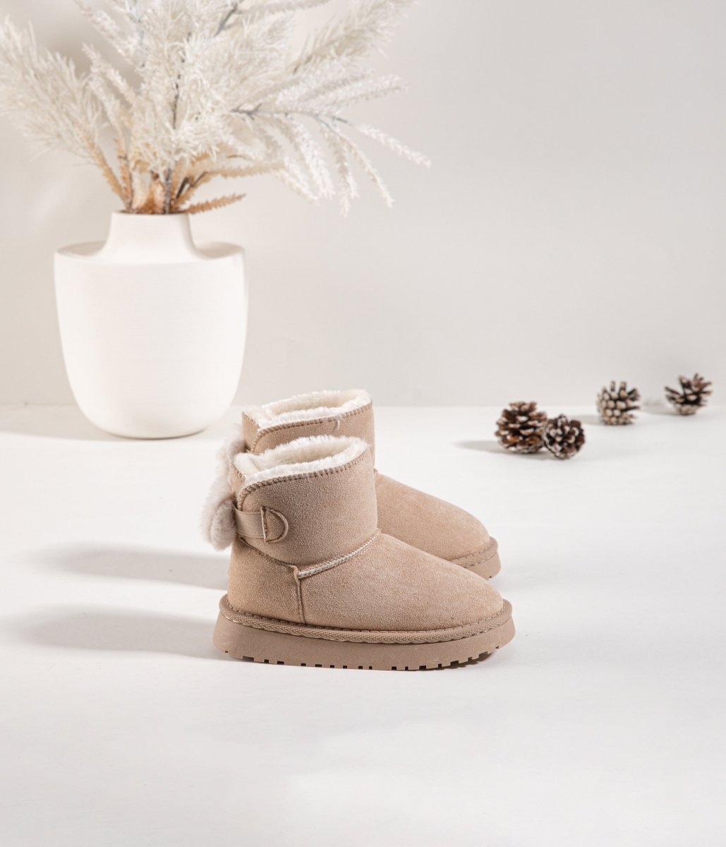 Boots enfant fourrées beige – Douces, chaudes et faciles à enfiler - MiniWalks