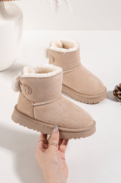 Boots enfant fourrées beige – Douces, chaudes et faciles à enfiler - MiniWalks