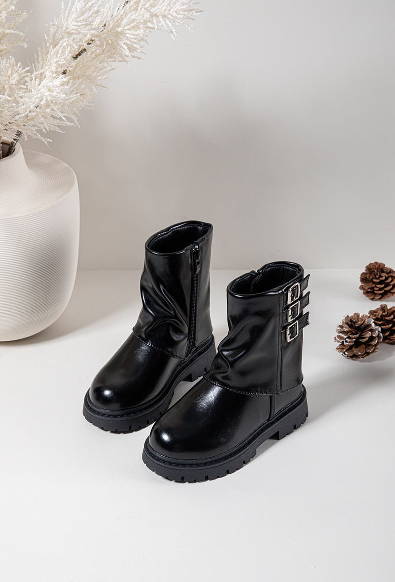 Bottes enfant noires à boucles – Stylées, robustes et parfaites pour l’hiver - MiniWalks