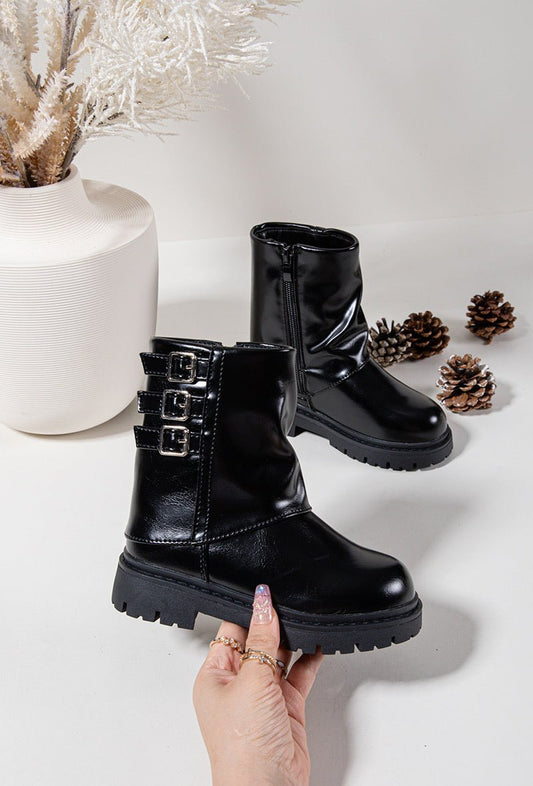 Bottes enfant noires à boucles – Stylées, robustes et parfaites pour l’hiver - MiniWalks