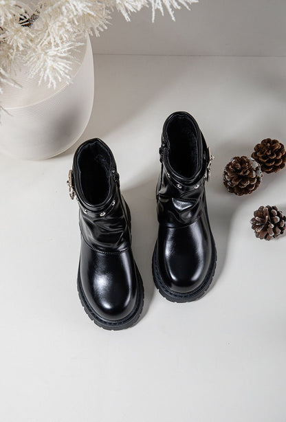 Bottes enfant noires avec rivets et pendentif – Look tendance & allure rock - MiniWalks