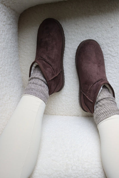 Bottines fourrées en cuir et suédine chocolat – Confort d’hiver, semelle antidérapante et style cocooning - MiniWalks