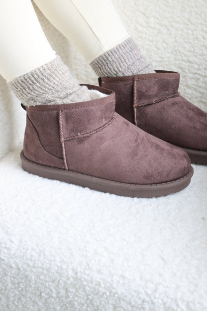 Bottines fourrées en cuir et suédine chocolat – Confort d’hiver, semelle antidérapante et style cocooning - MiniWalks