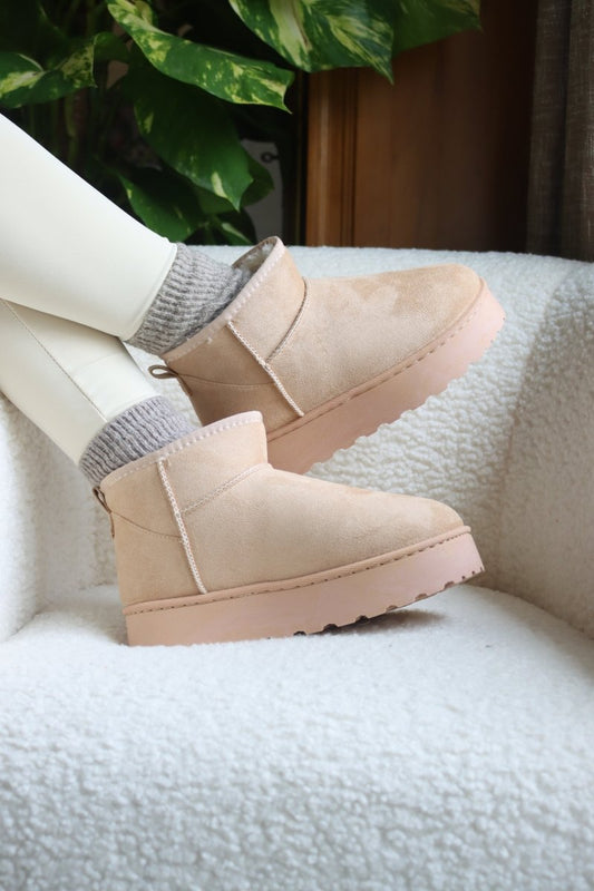 Bottines fourrées en cuir et suédine – Style minimaliste, semelle plateforme antidérapante - MiniWalks